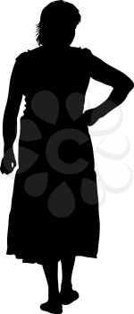 Black silhouettes of beautiful woman on white background. Vector illustration.