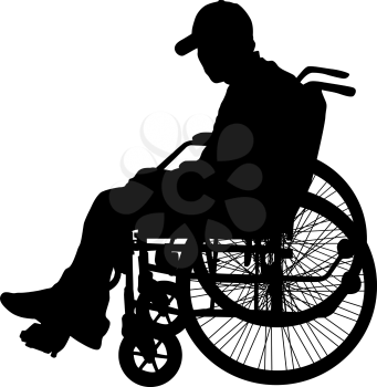 Silhouette of disabled people on a white background. Vector illustration.