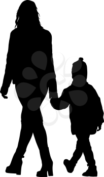 Silhouette of happy family on a white background. Vector illustration