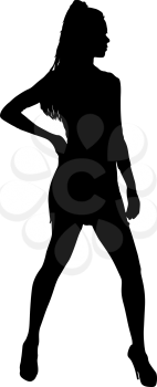 Beautiful fashion girl silhouette on a white background.