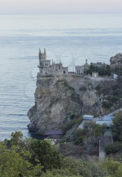 Well-known Swallow's Nest castle on the rock in the Black Sea in Crimea, Russia.