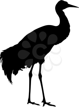 Silhouette bird crane on a white background.