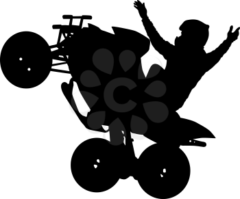 Silhouette of the motorcyclist on a quad bike, on a white background.