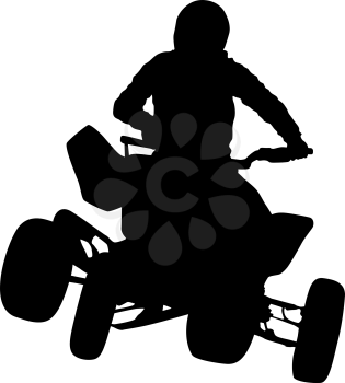 Silhouette of the motorcyclist on a quad bike, on a white background.