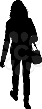 Silhouette of People carrying bag luggage on White Background.