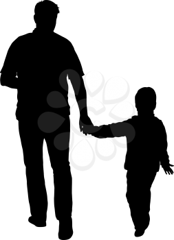 Silhouette of happy family on a white background.