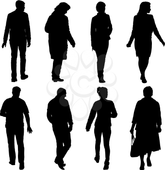Black silhouette group of people standing in various poses.