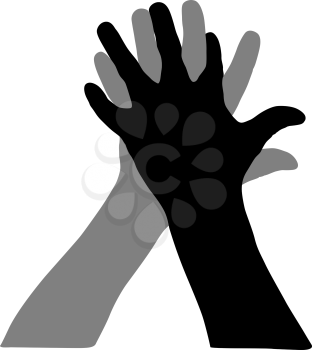 Black silhouette of hands on white background.