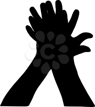 Black silhouette of hands on white background.