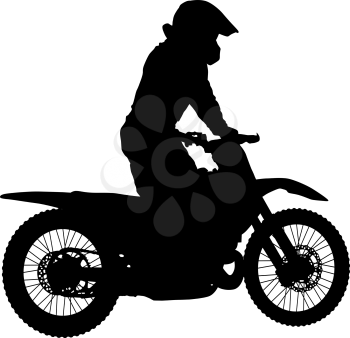Silhouettes Rider participates motocross championship on white background.