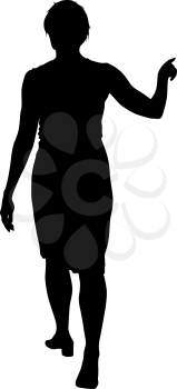 Black silhouette of a beautiful girl on a white background.