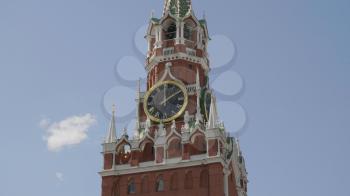 Spasskaya Tower, the sound of bells, clocks, Moscow. UltraHD stock footage.