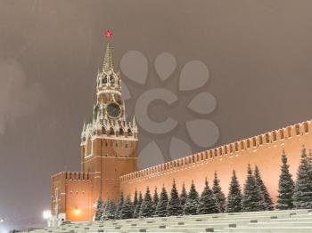 Moscow Russian Federation. The Moscow Kremlin in moving along the wall.