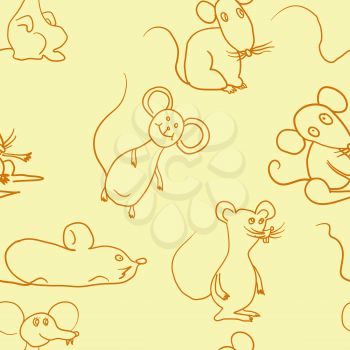Seamless background with sketch mouse paper or background.
