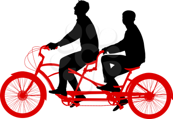 Silhouette of a tandem cyclist on a white background.