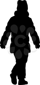 Silhouette of a walking girl on a white background.