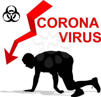 Stop coronavirus patient falls from a disease on a white background.