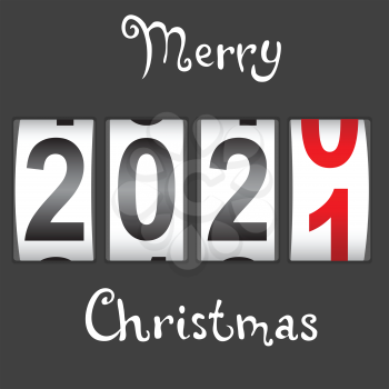 2021 New Year counter Christmas congratulation Black background.