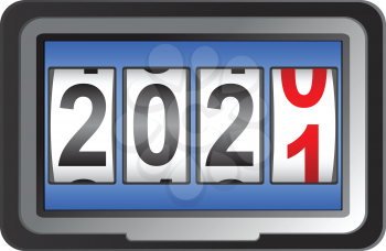 2021 New Year counter, change calendar illustration.