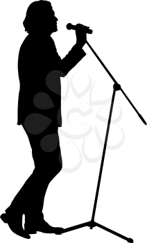 Silhouette of the guy beatbox with a microphone.