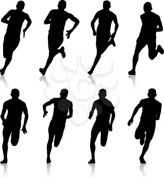 Set of silhouettes Runners on sprint men.
