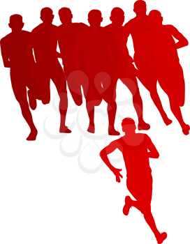 Set of silhouettes Runners on sprint men.
