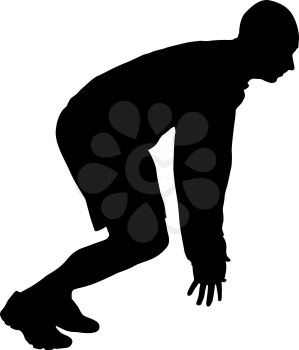 Silhouettes man long jump on white background.