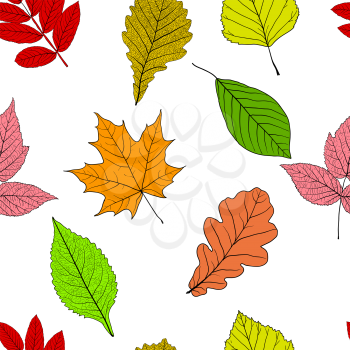 Seamless background with sketch leaves or background.