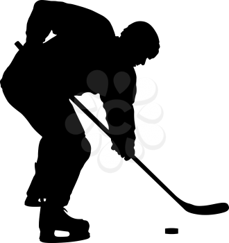 Silhouette of hockey player. Isolated on white.