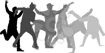 Set Silhouettes breakdancer on a white background.