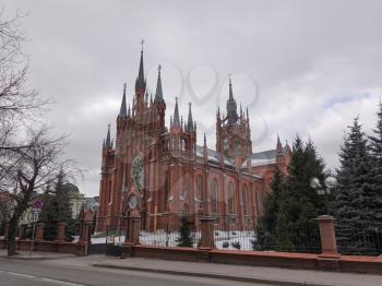 MOSCOW, RUSSIA - NOVEMBER 02, 2019 : Cathedral Of The Immaculate Conception Of The Holy Virgin Mary.