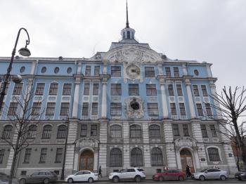 SAINT-PETERSBURG RUSSIA MAY 05, 2019: The building of the Nakhimov naval school in Saint Petersburg.