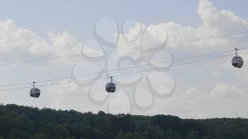Moscow, Russia - Jule, 25, 2019: Moscow cable car in the Luzhniki.