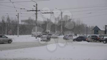 BARNAUL - JANUARY 21 central area of the city at rush hour on January 21, 2018 in Barnaul, Russia.