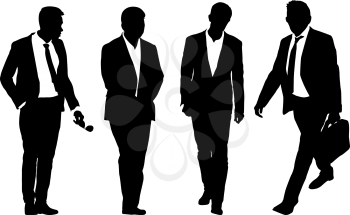 Set silhouette businessman man in suit with tie on a white background.