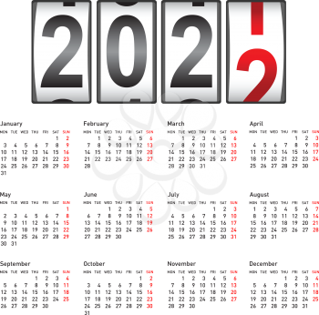 2022 New Year counter, change calendar illustration.