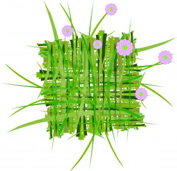 Royalty Free Clipart Image of Grass and Flower Design