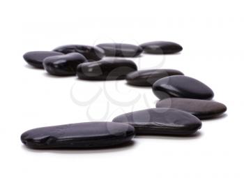 black pebbles isolated on white background