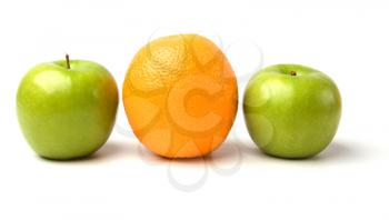 apple and orange isolated on white background