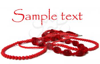 red beads isolated on white background