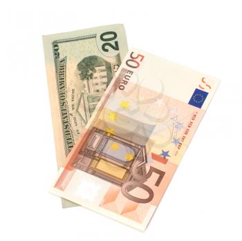 Money isolated on white background close up