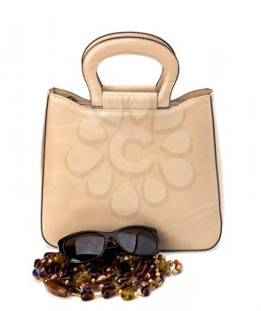 Luxury female handbag isolated on white background