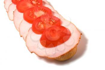 open sandwich isolated on white