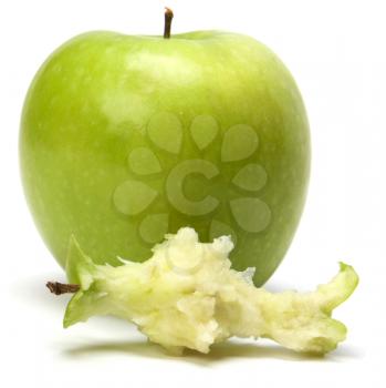core of an apple isolated white background