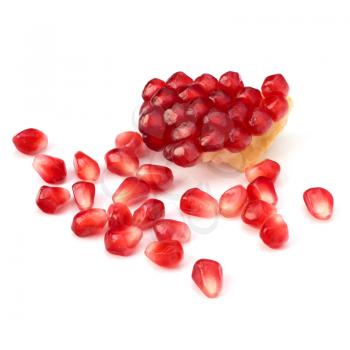 Ripe pomegranate piece  isolated on white background