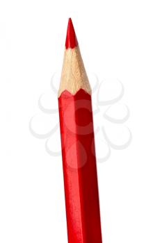 Red pencil isolated on white  background close up