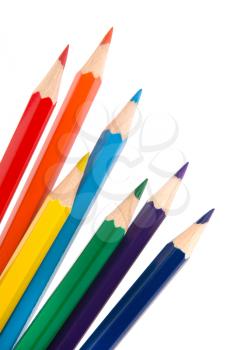 Colour pencils isolated on white  background close up