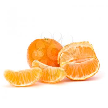 Ripe tasty tangerines isolated on white background