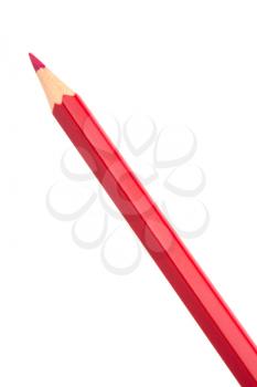 Red colouring crayon pencil isolated on white background