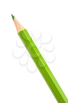 Green colouring crayon pencil isolated on white background